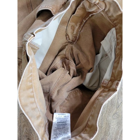 Carhartt Men 30/32 Tan Denim Work Pant Heavy Weight Pocket Canvas Carpenter - Picture 6 of 8